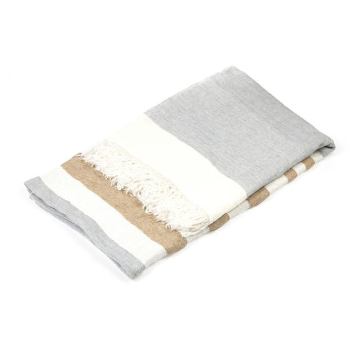 Libeco Linen Belgian Fouta Linen Towel | Ash Stripe - Suzie Anderson Home