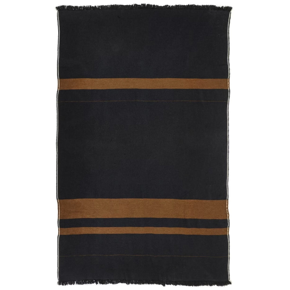 Libeco Linen Oscar Throw Blanket | Black Stripe | 135 x 220cm | Belgian Linen / Wool - Suzie Anderson Home