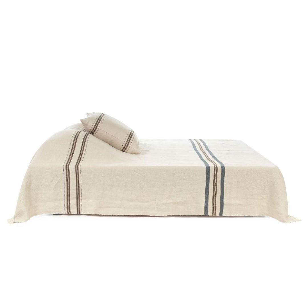 Libeco Linen Vourkari Coverlet | 280 x 240cm | Stripe | Belgian Washed Linen - Suzie Anderson Home