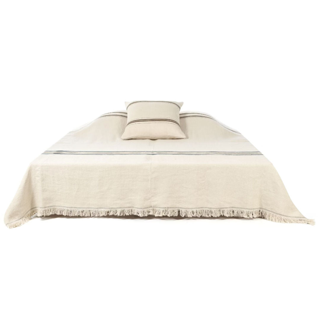 Libeco Linen Vourkari Coverlet | 280 x 240cm | Stripe | Belgian Washed Linen - Suzie Anderson Home