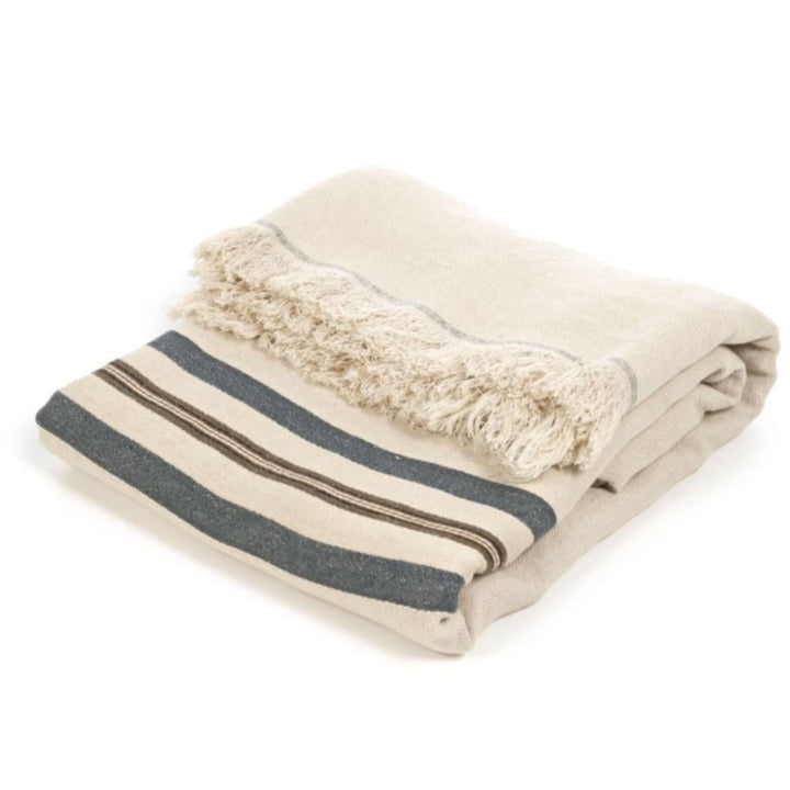 Libeco Linen Vourkari Coverlet | 280 x 240cm | Stripe | Belgian Washed Linen - Suzie Anderson Home