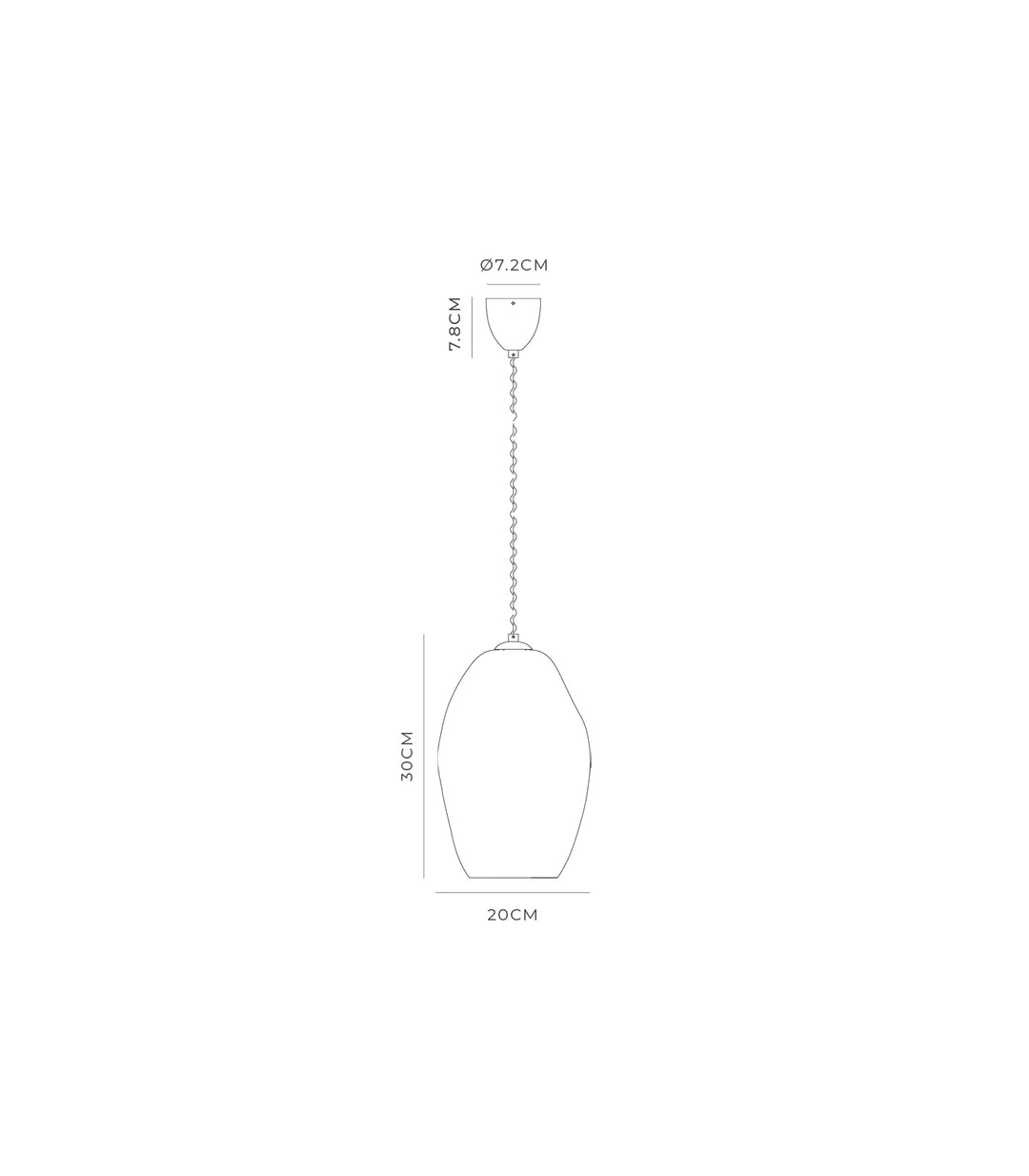 Organic Mouthblown Pendant | Large | Black Cord, Old Brass Suspension