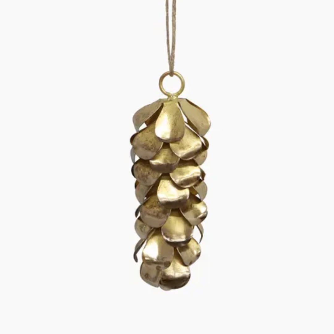 Hanging Long Gold Pinecone Ornament