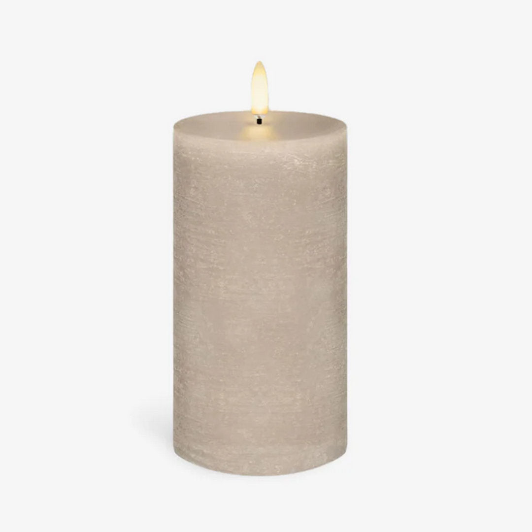 Textured Sandstone Flameless Pillar Candles | Remote Controllable