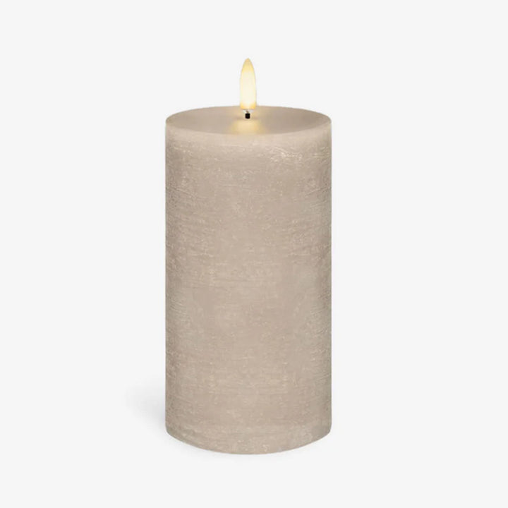 Textured Sandstone Flameless Pillar Candles | Remote Controllable