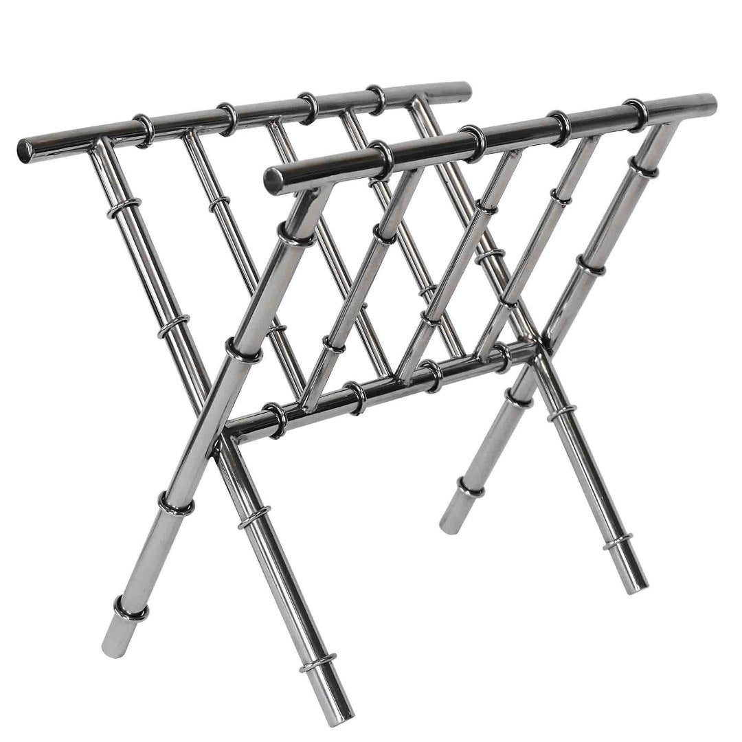 Nickel Finish Faux Bamboo Magazine Rack - Suzie Anderson Home