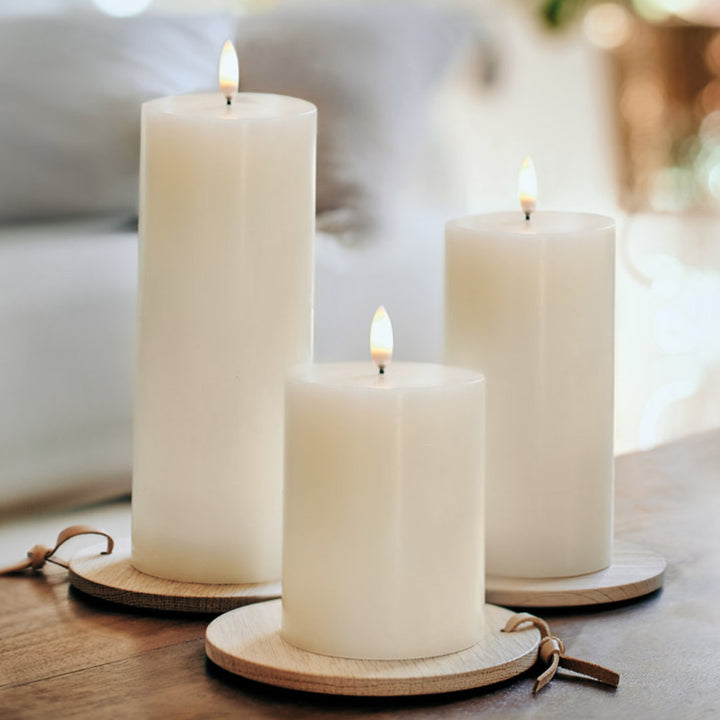 Nordic White Smooth Flameless Pillar Candles | Remote Controllable
