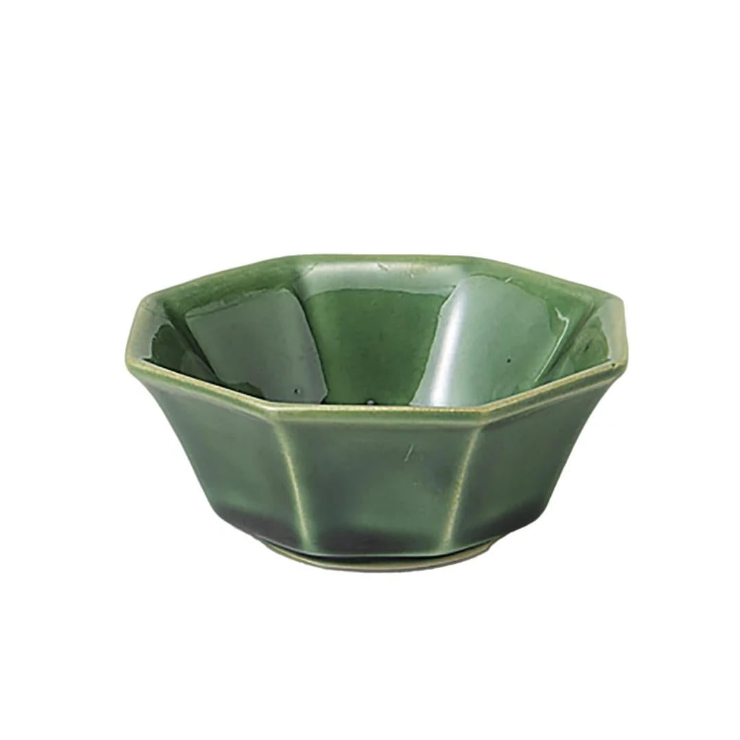 Japanese Octagonal Ceramic Dish | Green