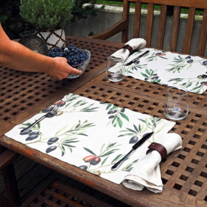 Olives 100% Linen Placemat | 35x48cm | Set of 2 (BOWRAL)
