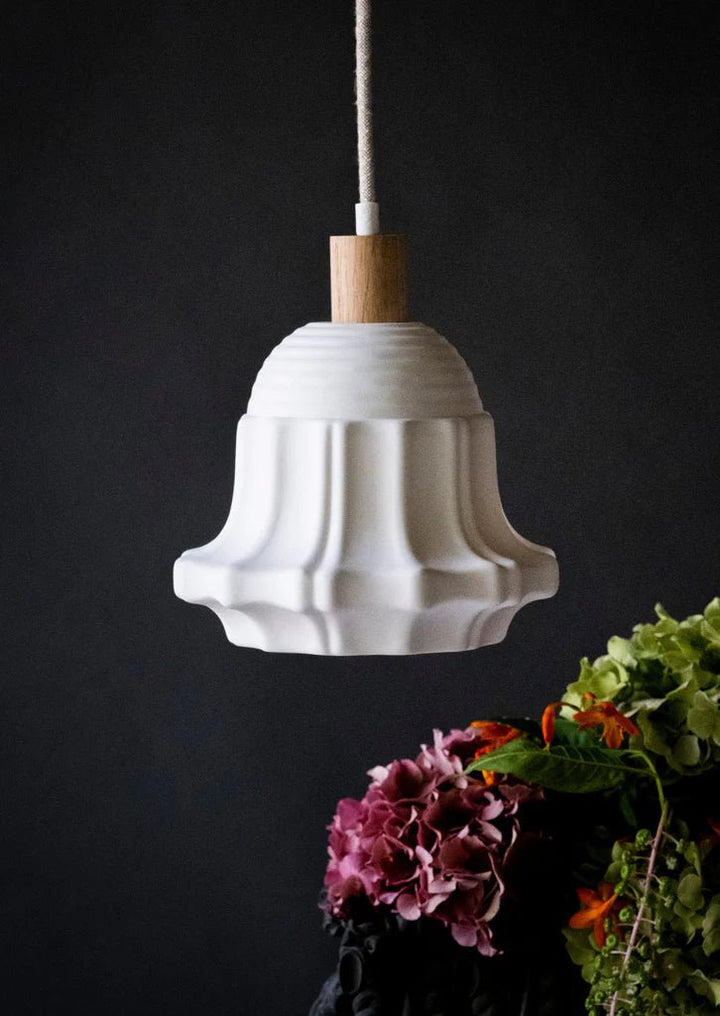 Philomena | Porcelain Pendant Light w Domino Rosette #7 Ceiling Rose - Suzie Anderson Home