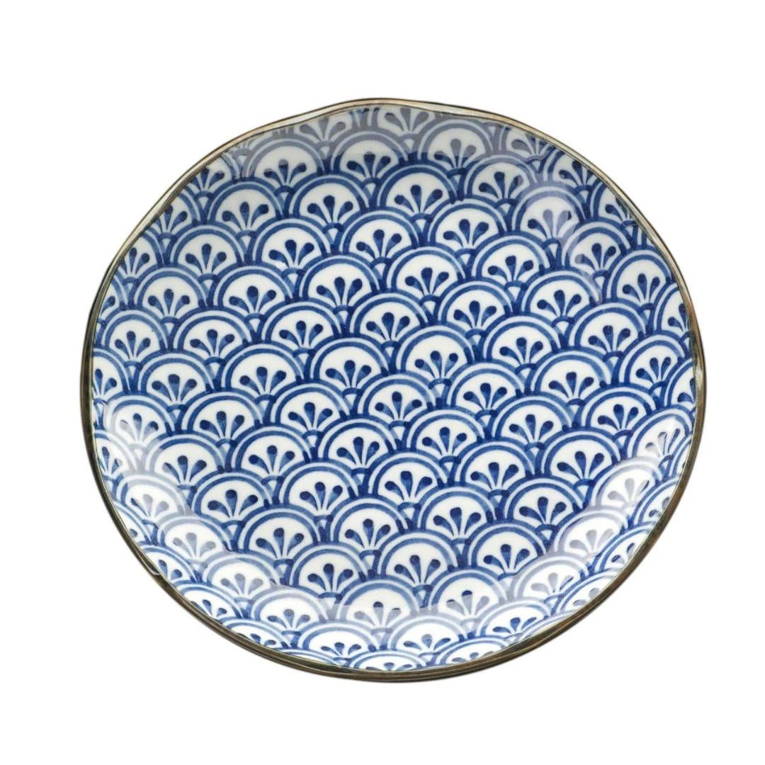 Japanese Hana Seikaiha Ceramic Plate
