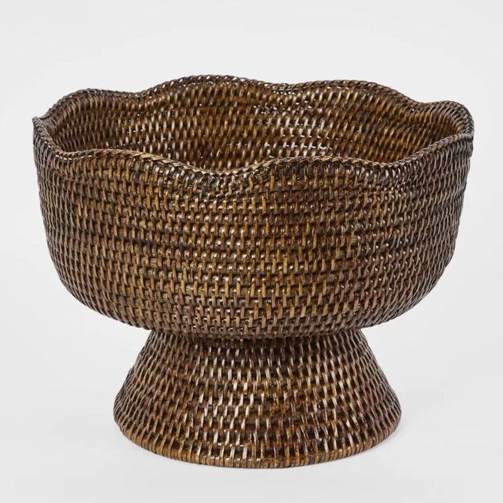 Palma Scallop Rattan Fruit Bowl | Antique brown