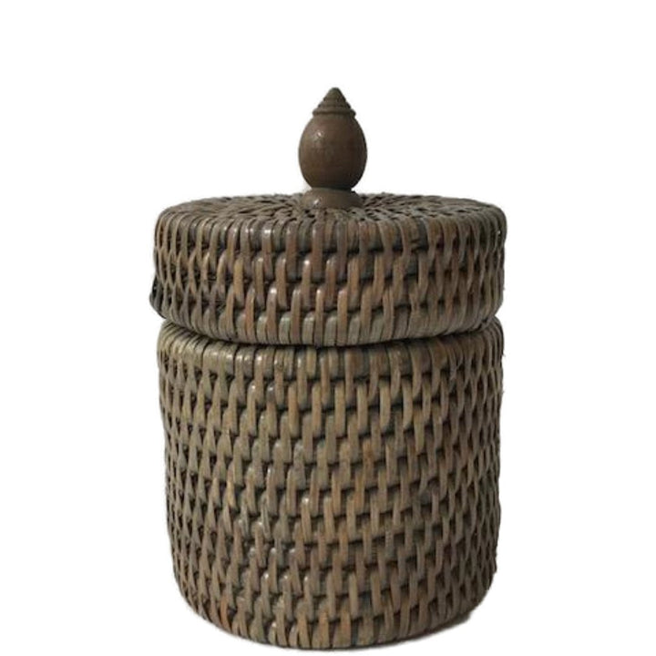 Rattan Cotton Wool Holder | Old Grey - Suzie Anderson Home