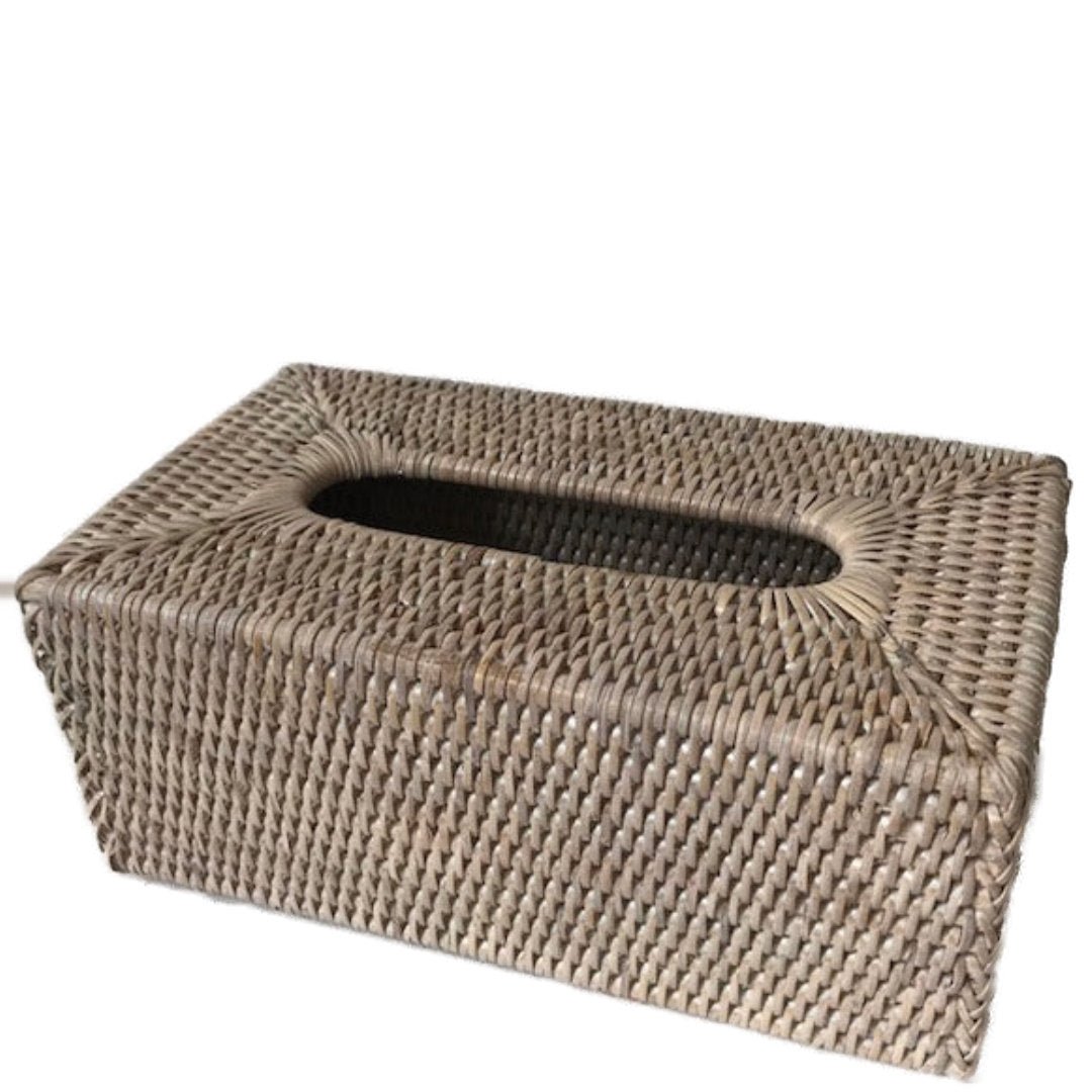 Rectangular Rattan Tissue Box | Old Grey - Suzie Anderson Home