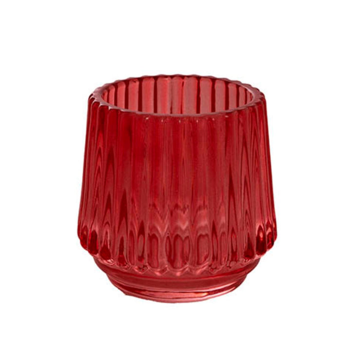 Glass Craft Ripple Votive Holder Red
