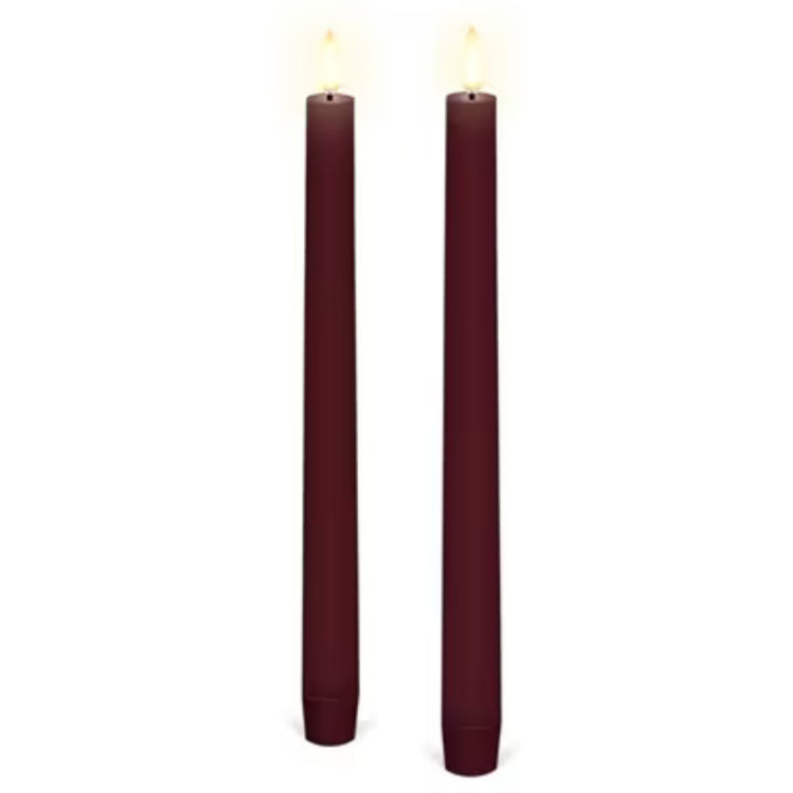 Carmine Red Textured | Flameless Taper Candles | Remote Controllable | PAIR