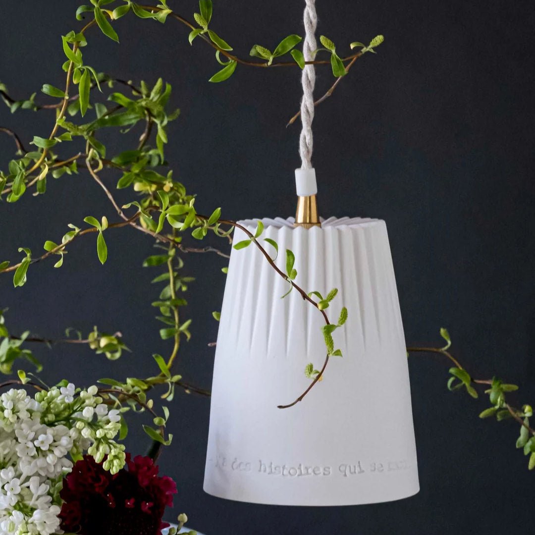 Rosalie | "There Are Stories" | Porcelain Pendant Light w Rosette #1 Ceiling Rose - Suzie Anderson Home