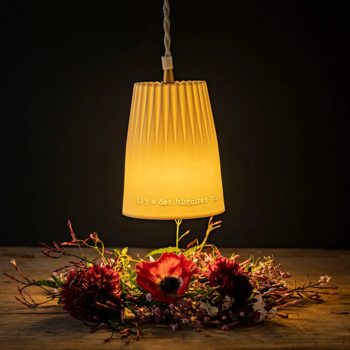 Rosalie | "There Are Stories" | Porcelain Pendant Light w Rosette #1 Ceiling Rose - Suzie Anderson Home