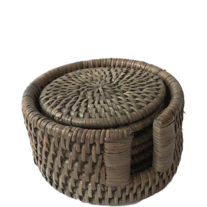 Round Rattan Coasters | Set of 6 | Old Grey - Suzie Anderson Home