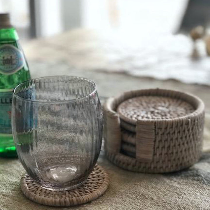 Round Rattan Coasters | Set of 6 | Old Grey - Suzie Anderson Home