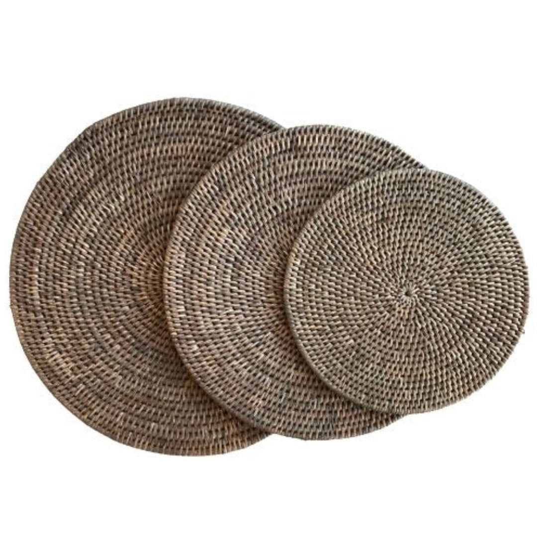 Round Rattan Placemat | Old Grey - Suzie Anderson Home