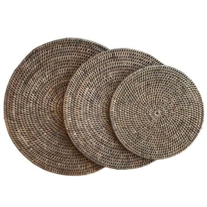 Round Rattan Placemat | Old Grey - Suzie Anderson Home