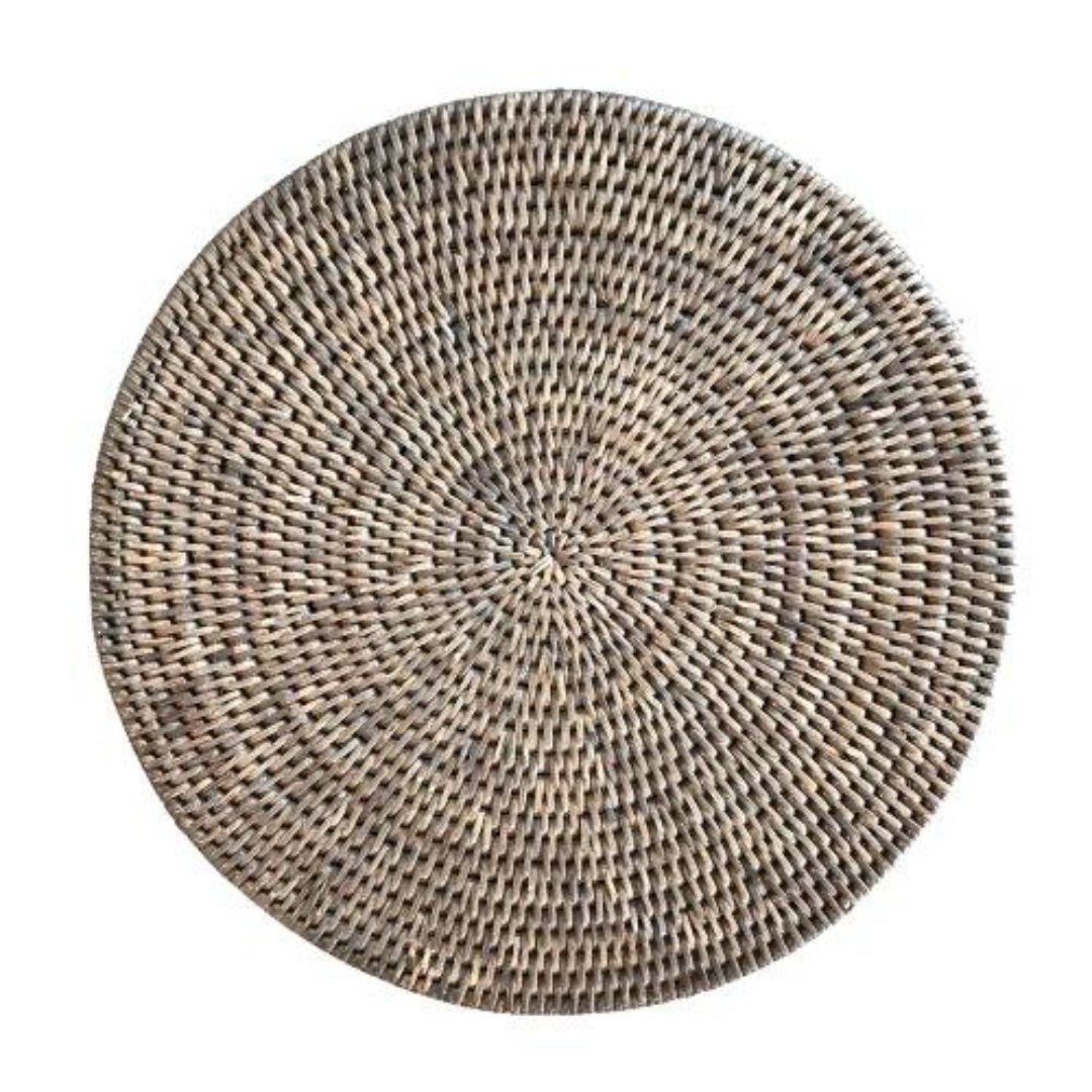 Round Rattan Placemat | Old Grey - Suzie Anderson Home