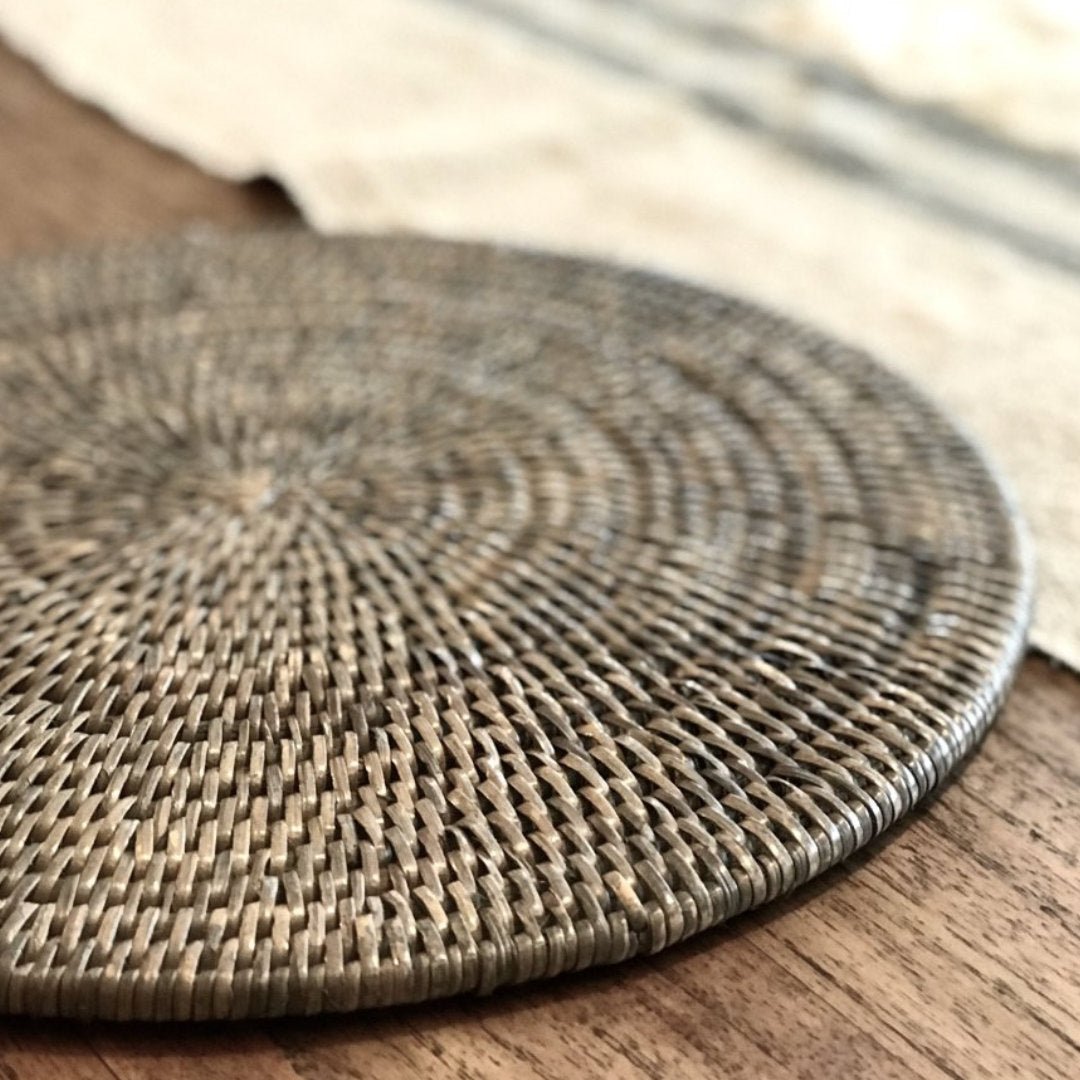 Round Rattan Placemat | Old Grey - Suzie Anderson Home