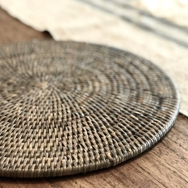 Round Rattan Placemat | Old Grey - Suzie Anderson Home
