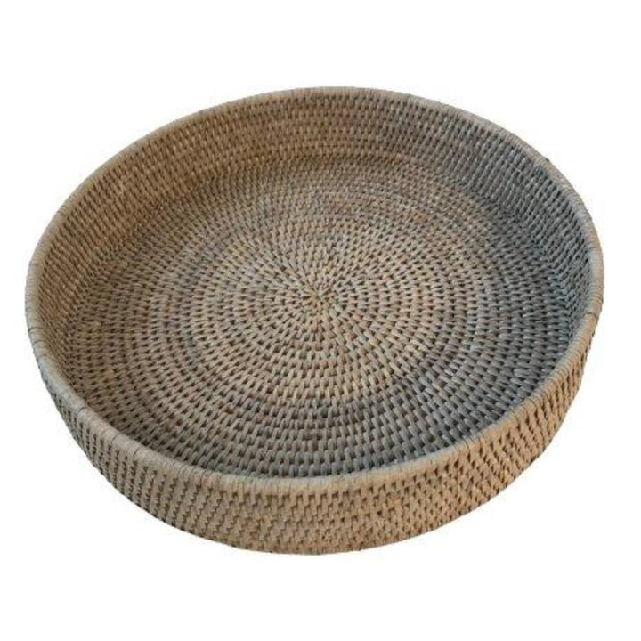 Round Rattan Tray | White Wash - Suzie Anderson Home