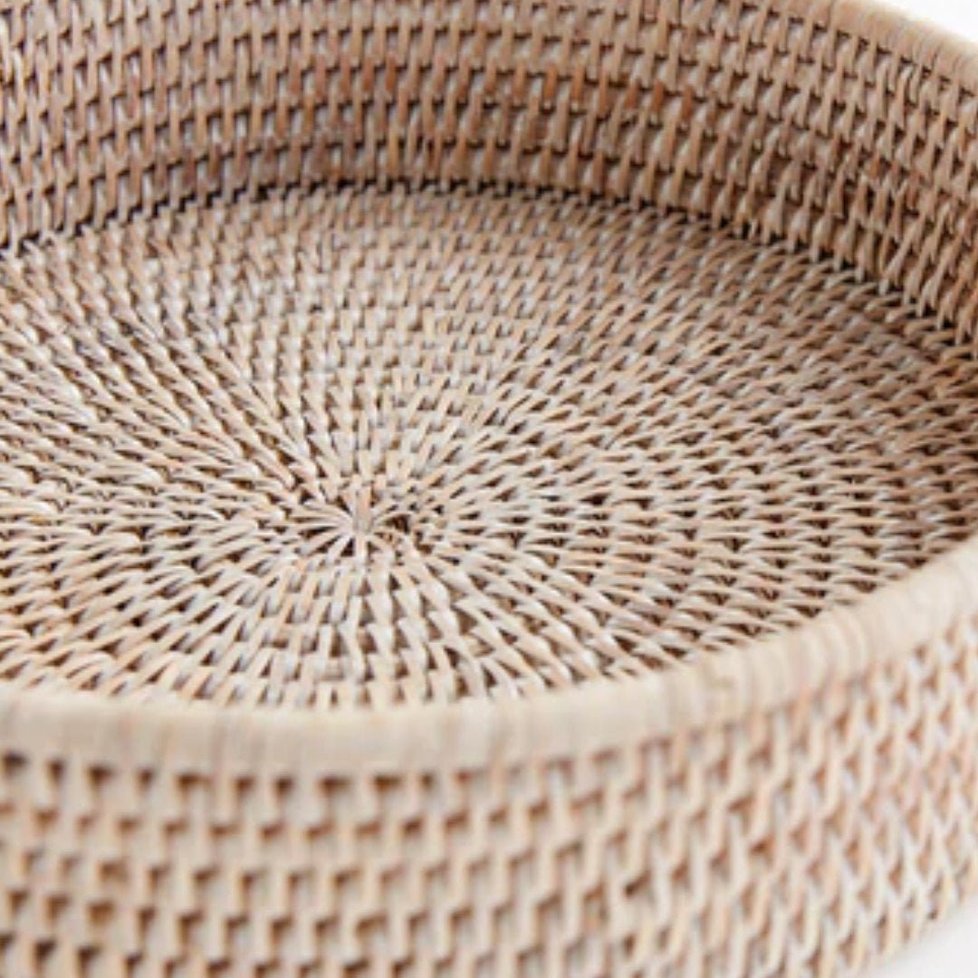 Round Rattan Tray | White Wash - Suzie Anderson Home