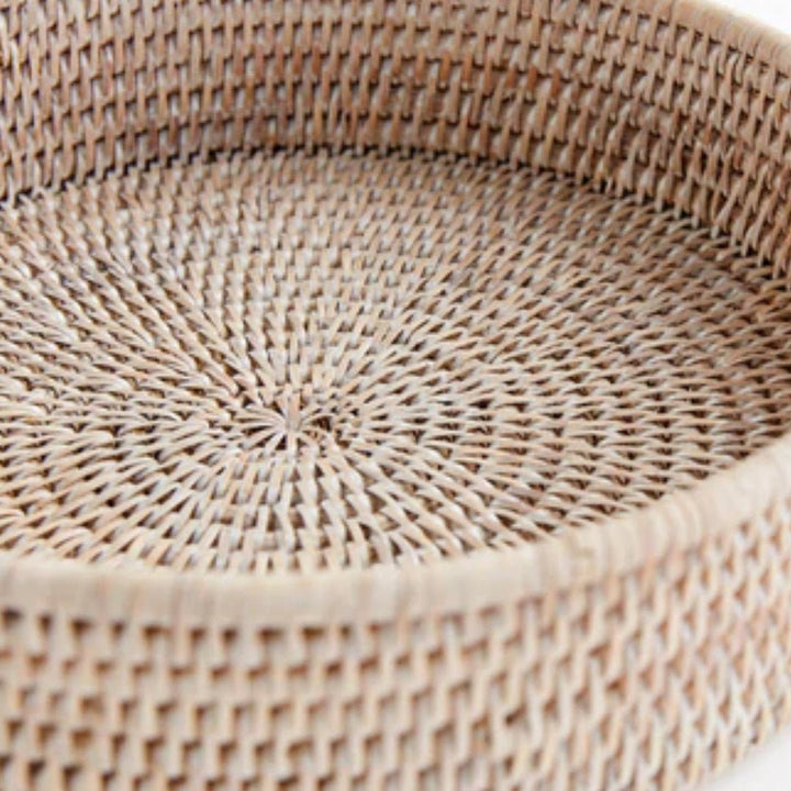Round Rattan Tray | White Wash - Suzie Anderson Home