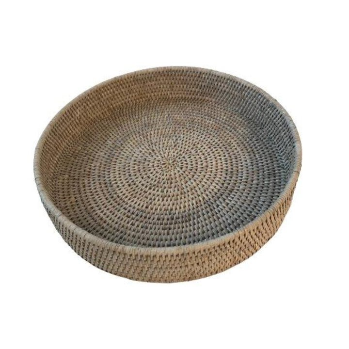 Round Rattan Tray | White Wash - Suzie Anderson Home