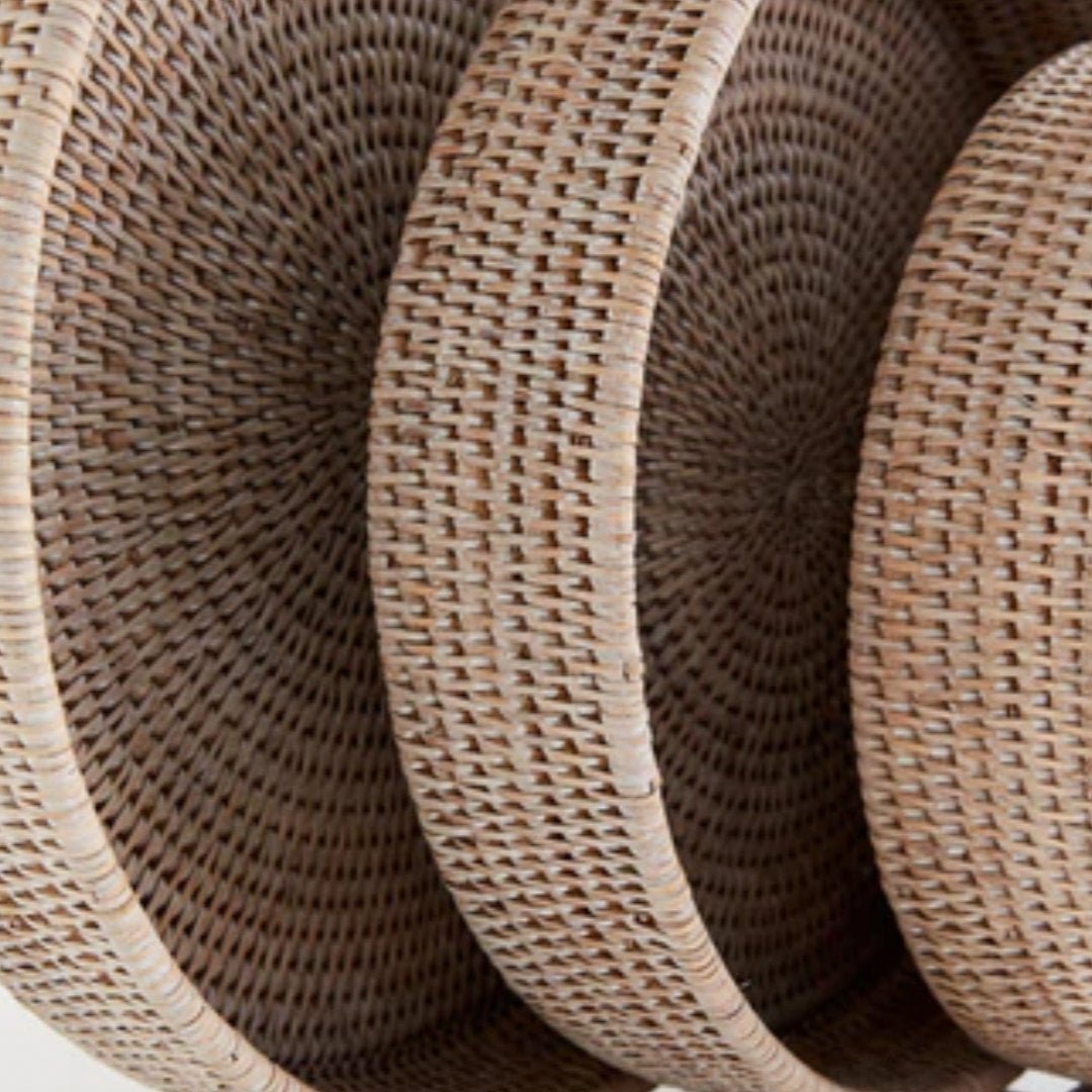 Round Rattan Tray | White Wash - Suzie Anderson Home