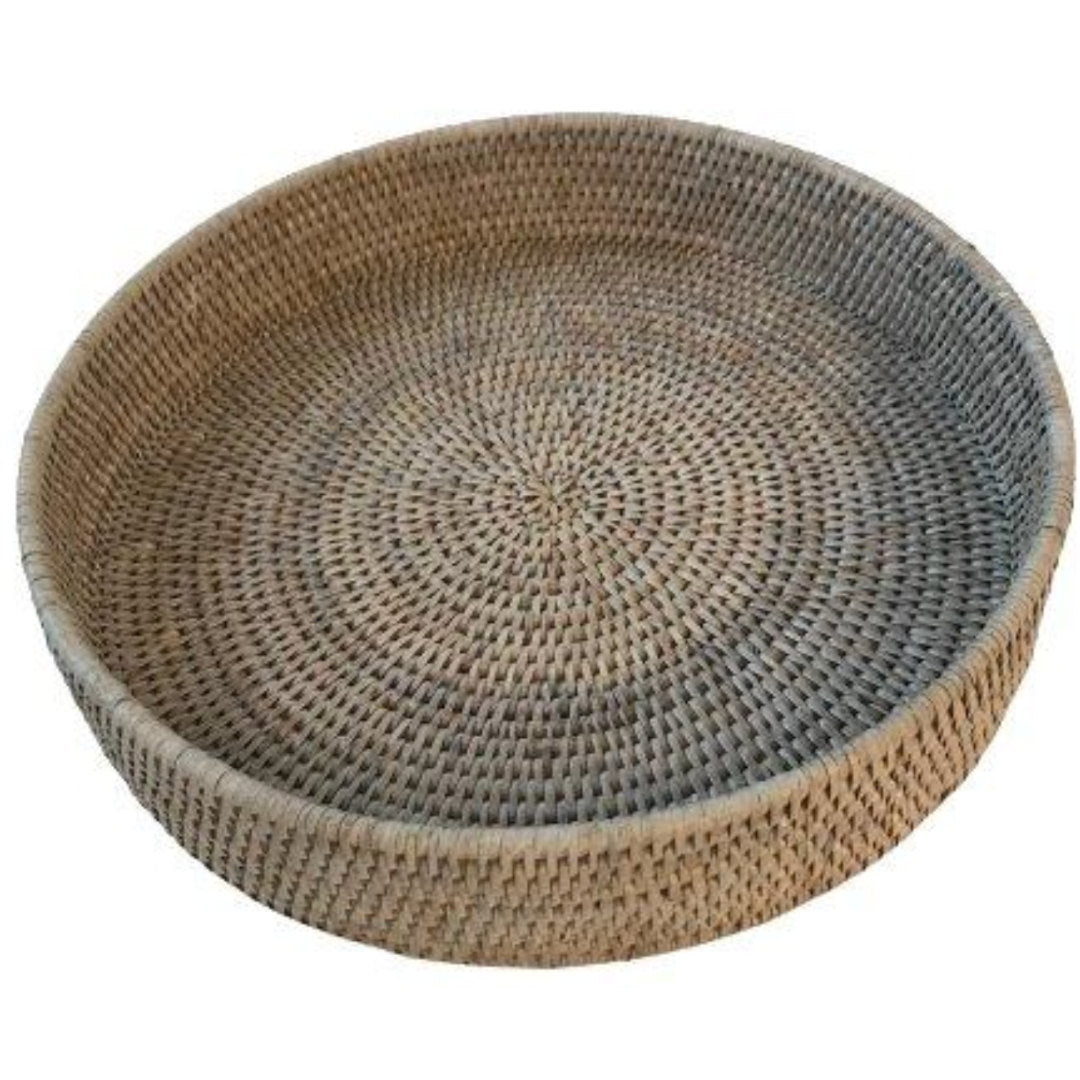 Round Rattan Tray | White Wash - Suzie Anderson Home