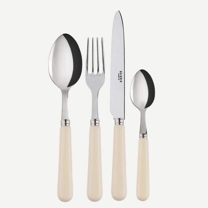 Sabre | Pop Unis | Ivory | 4pc Dinner Fork, Dinner Knife, Soup Spoon, Teaspoon - Suzie Anderson Home