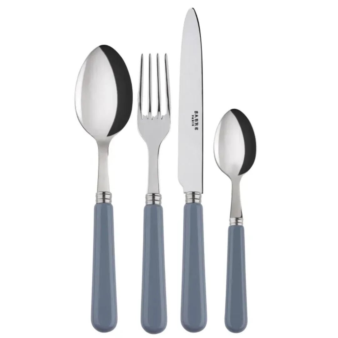 Sabre | Pop Unis | Light Gray | 4pc Dinner Fork, Dinner Knife, Soup Spoon, Teaspoon - Suzie Anderson Home