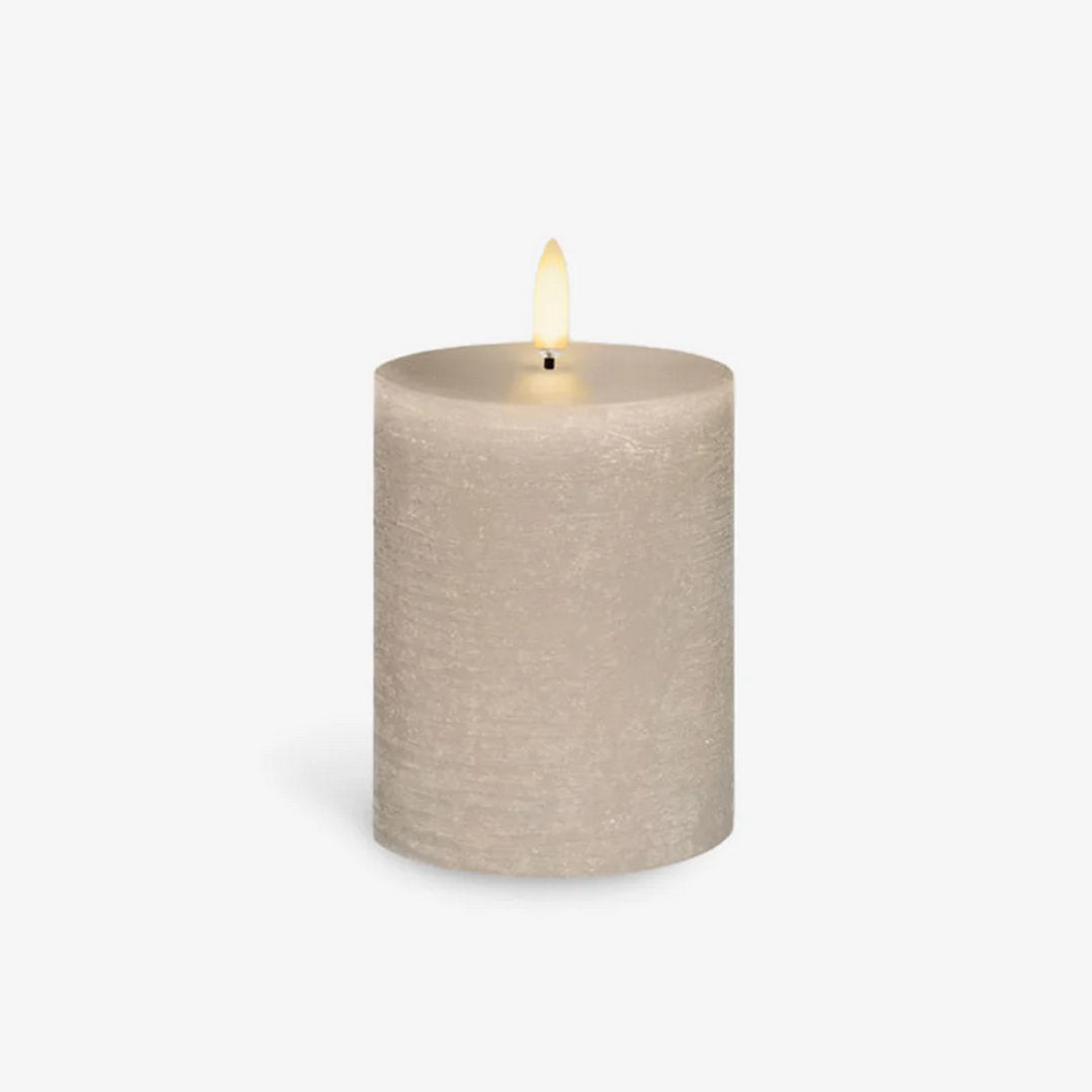 Textured Sandstone Flameless Pillar Candles | Remote Controllable