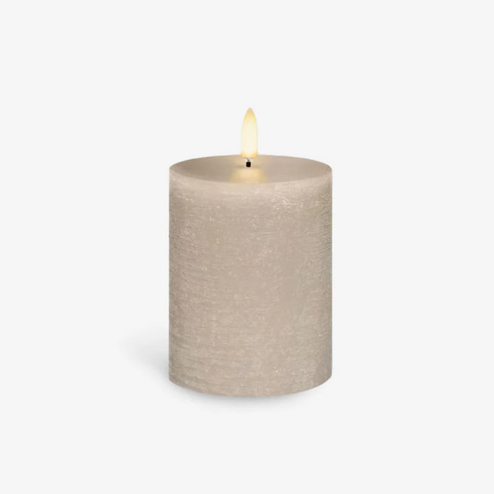 Textured Sandstone Flameless Pillar Candles | Remote Controllable