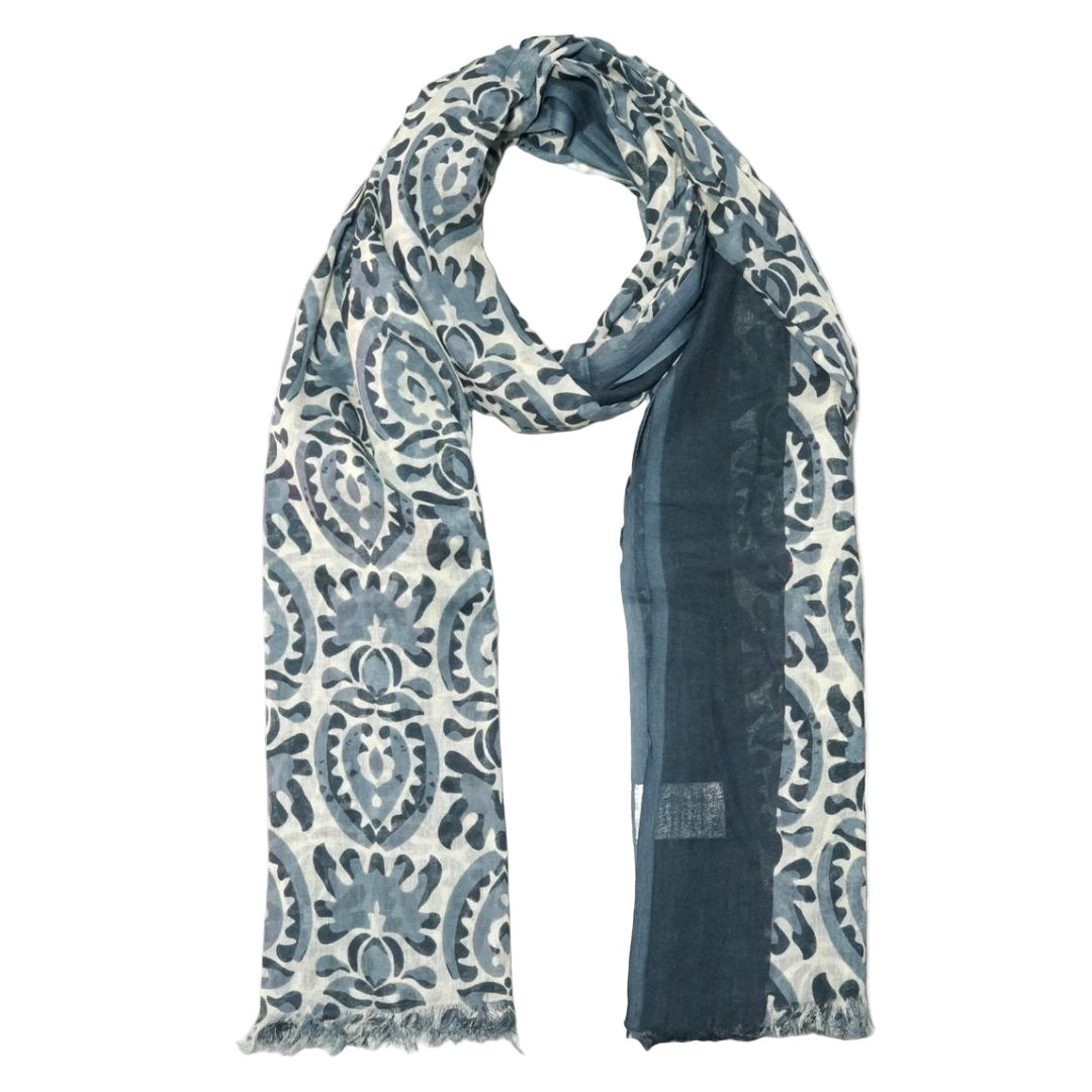 Grey/White Cotton Scarf | 1247