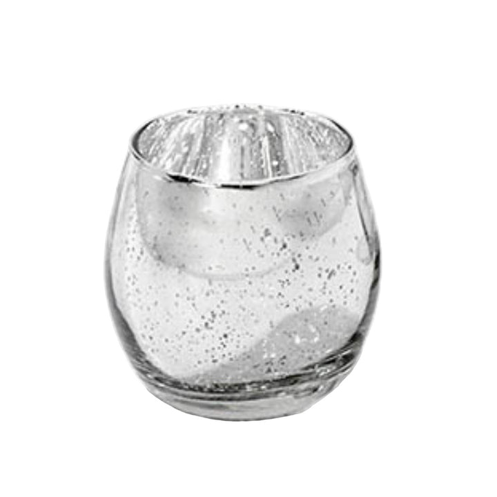 Glass Tealight Candle Holder Mini Sphere Silver (5.5x6cmH)
