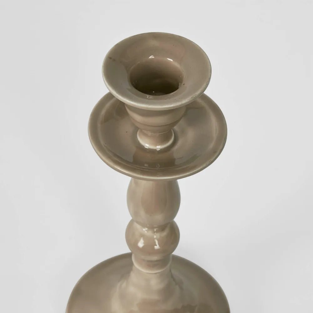 Simione Enamel Candle Stand | Taupe - Suzie Anderson Home
