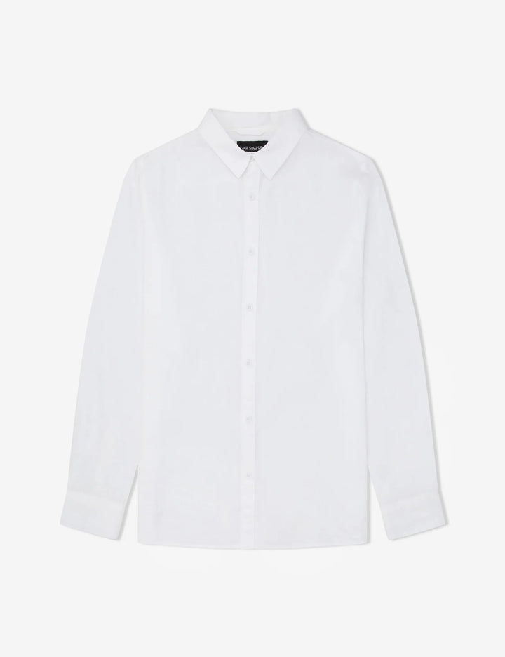 Simple | Linen long sleeve shirt | White - Suzie Anderson Home