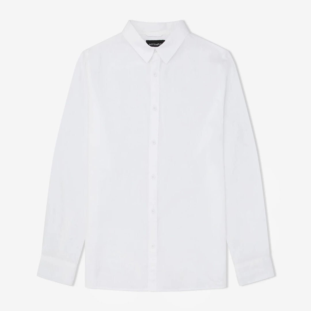 Simple | Linen long sleeve shirt | White - Suzie Anderson Home