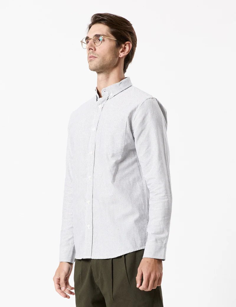 Simple | Oxford Long Sleeve Shirt | White Stripe - Suzie Anderson Home