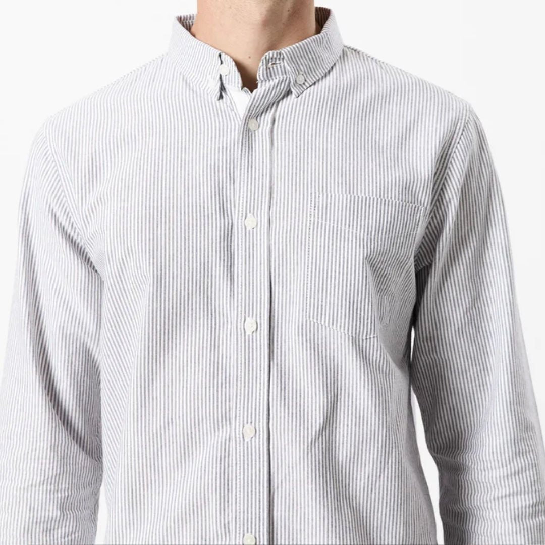 Simple | Oxford Long Sleeve Shirt | White Stripe - Suzie Anderson Home