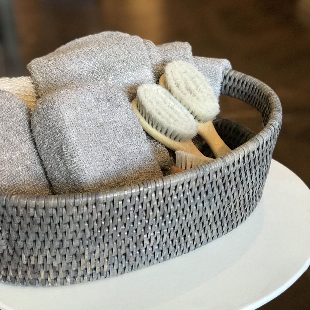 Small Oval Rattan Tray | Old Grey - Suzie Anderson Home