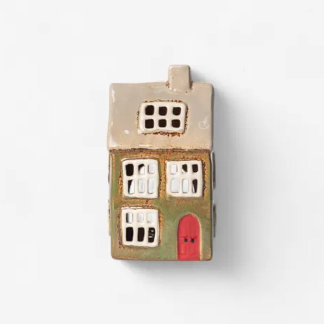 Alsace Tea Light Ceramic House | Christmas Green | Small
