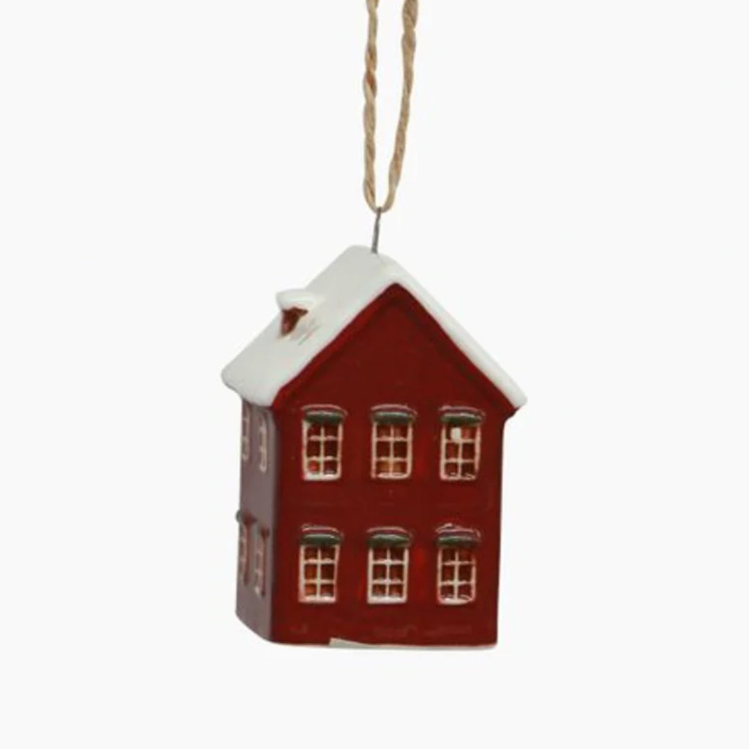 Hanging Mini Ceramic House | Red