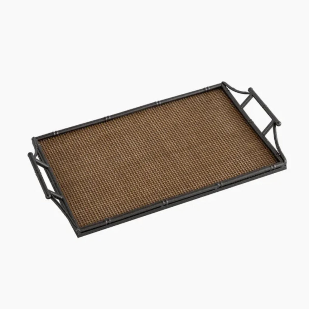 Rattan & Faux Bamboo Tray | Small 52x30cm